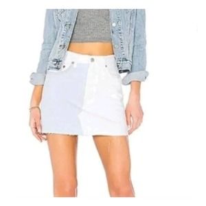 LEVI | DECONSTRUCTED COLORBLOCK 100% COTTON DENIM MINI SKIRT WOMEN'S SIZE 25